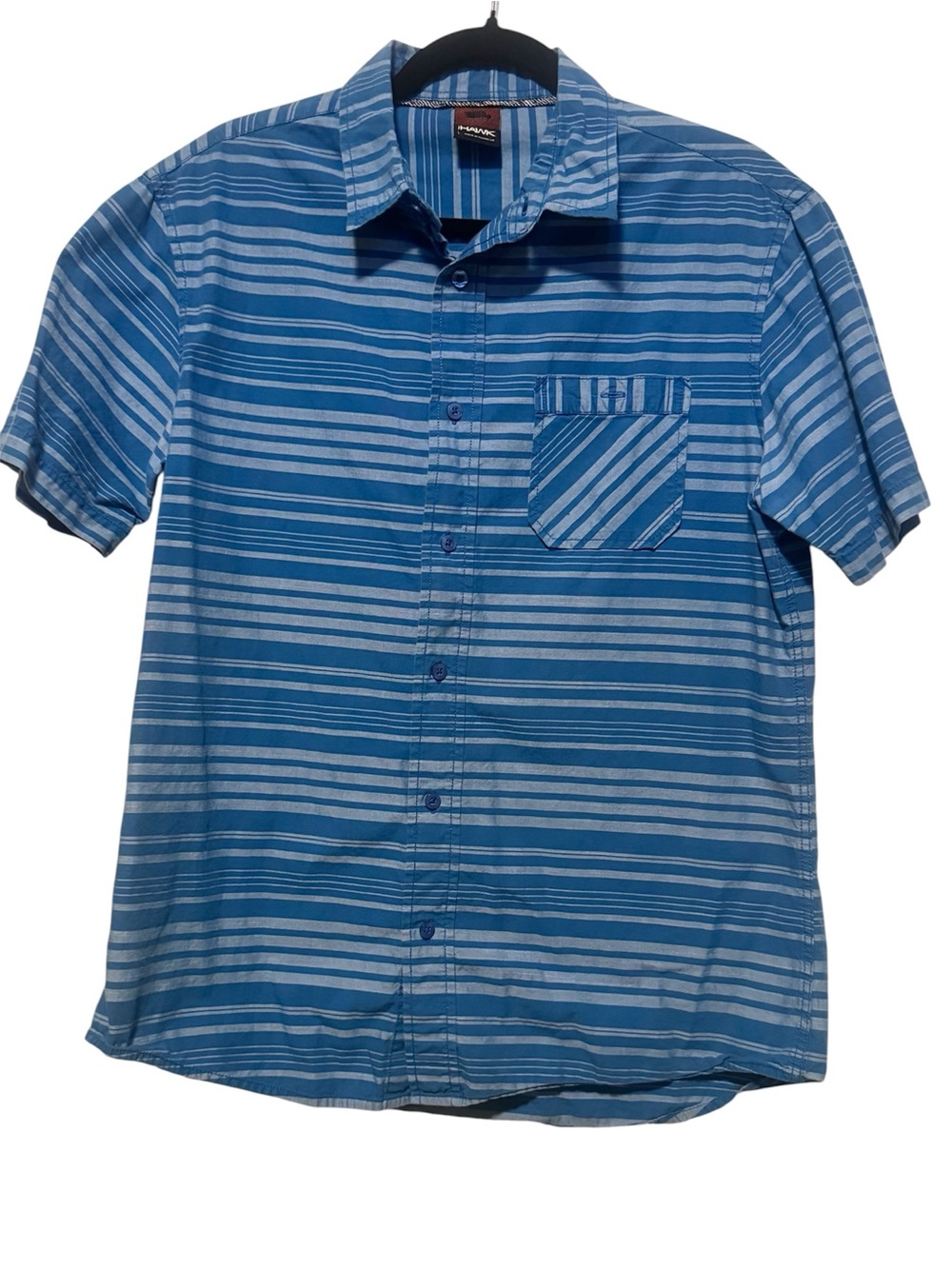 Tony Hawk Blue Striped Short-Sleeve Button-Down Shirt